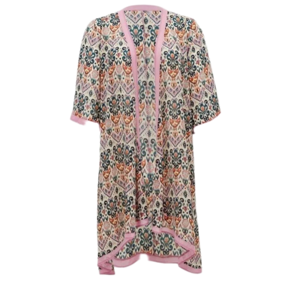 Medallion Print Chiffon Kimono Duster Like New! Torrid 5/6